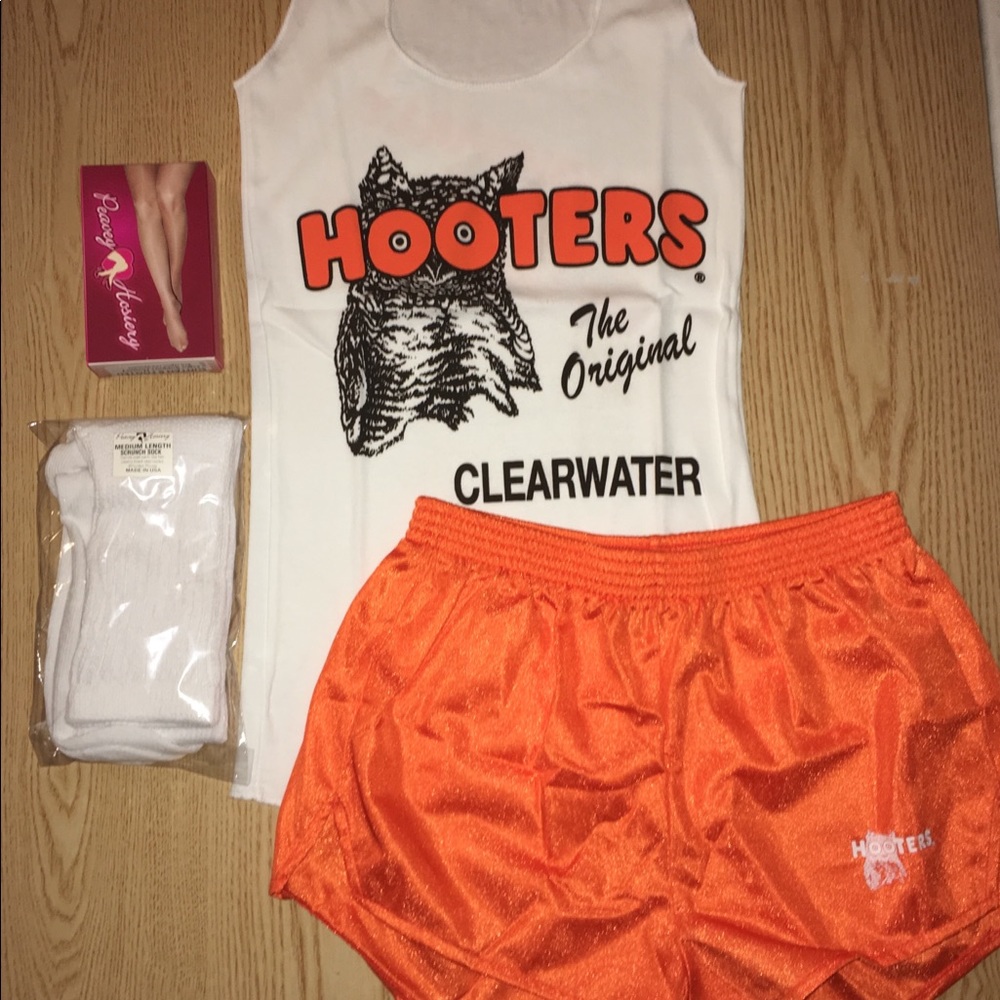 Hooters uniform tank shorts hose socks XS/XXXS